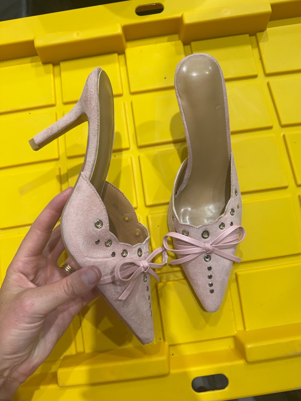 Elegant Pink Bow Pointed-Toe Women's Heels